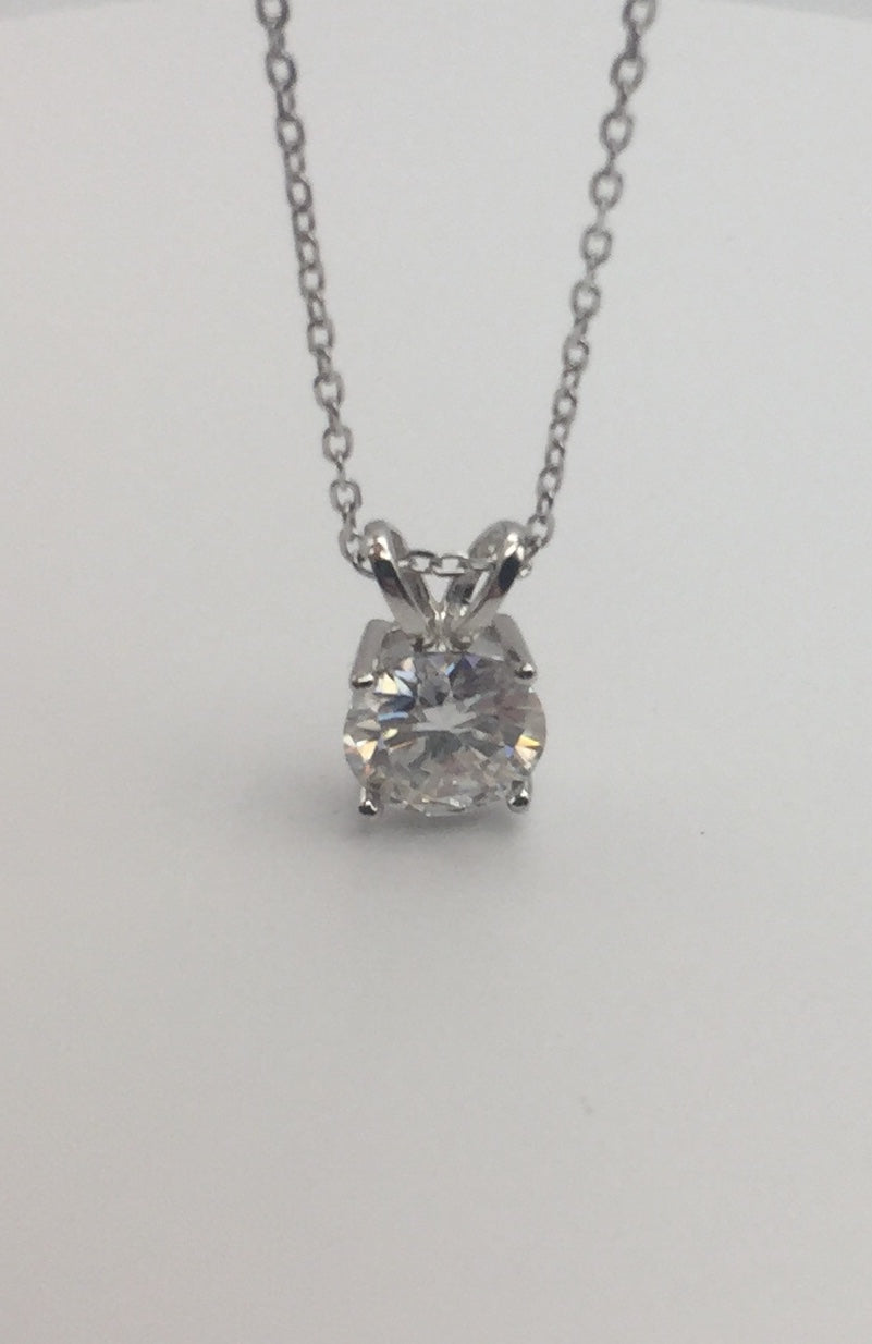 2ct Moissanite Round Brilliant Cut Pendant/Necklace (Necklace+Pendant only)