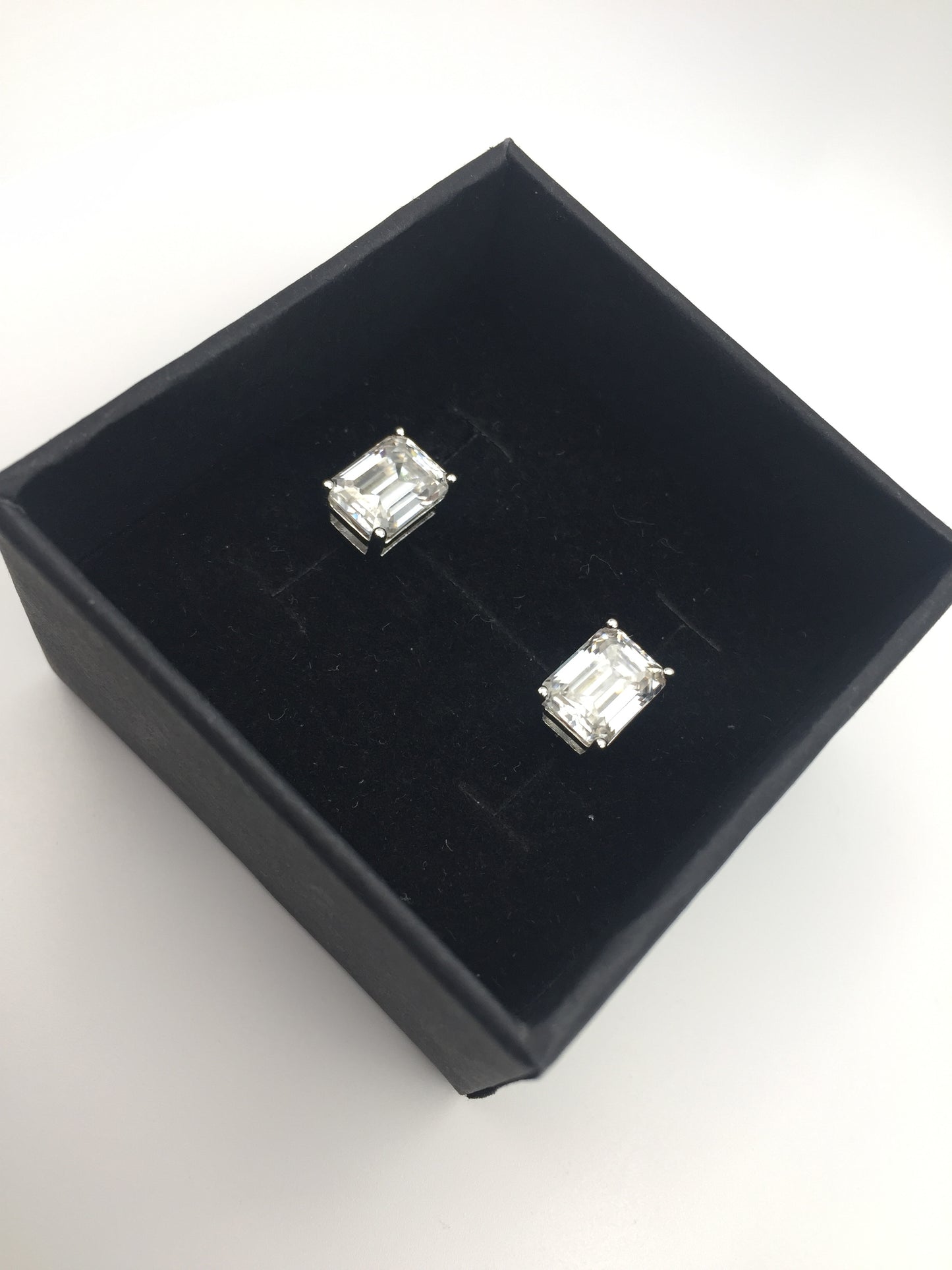 Emerald Cut Moissanite Stud Earrings (2 Carat)