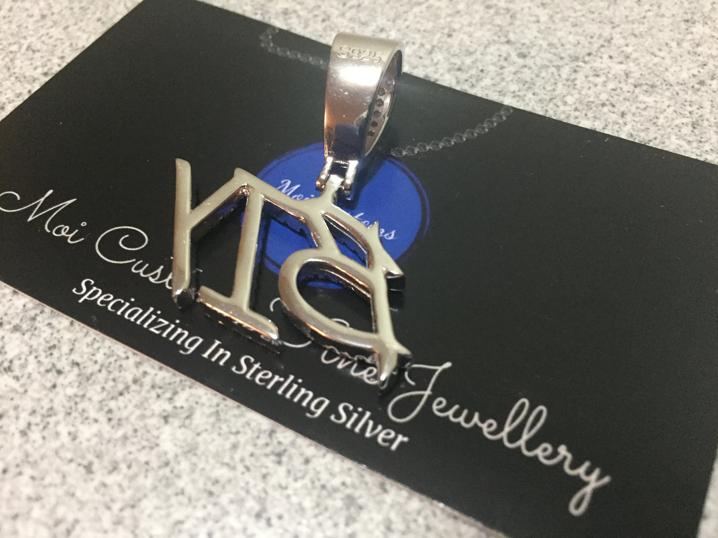 Custom Moissanite Letter/Number Pendant - Small BRUSH FONT