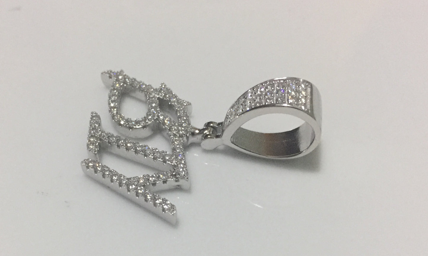 Custom Moissanite Letter/Number Pendant - Small BRUSH FONT