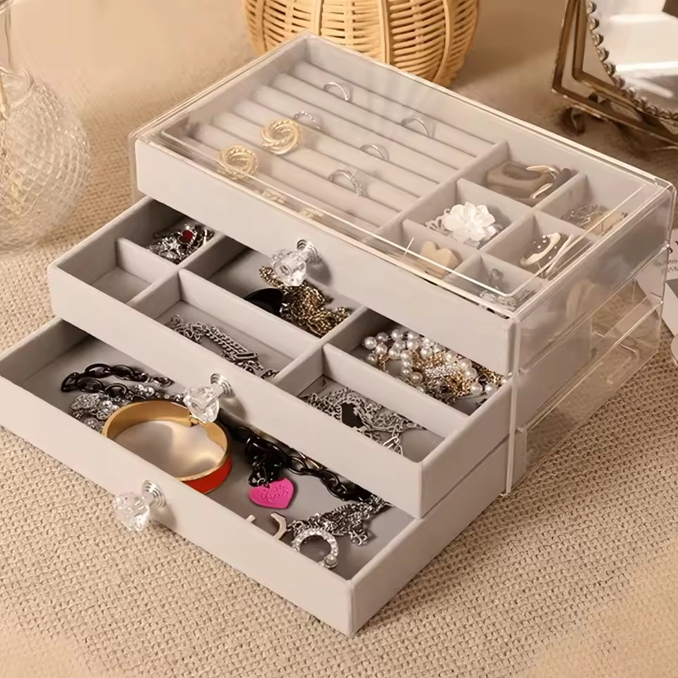 3 Drawer Jewelry Box (Acrylic/Velvet)