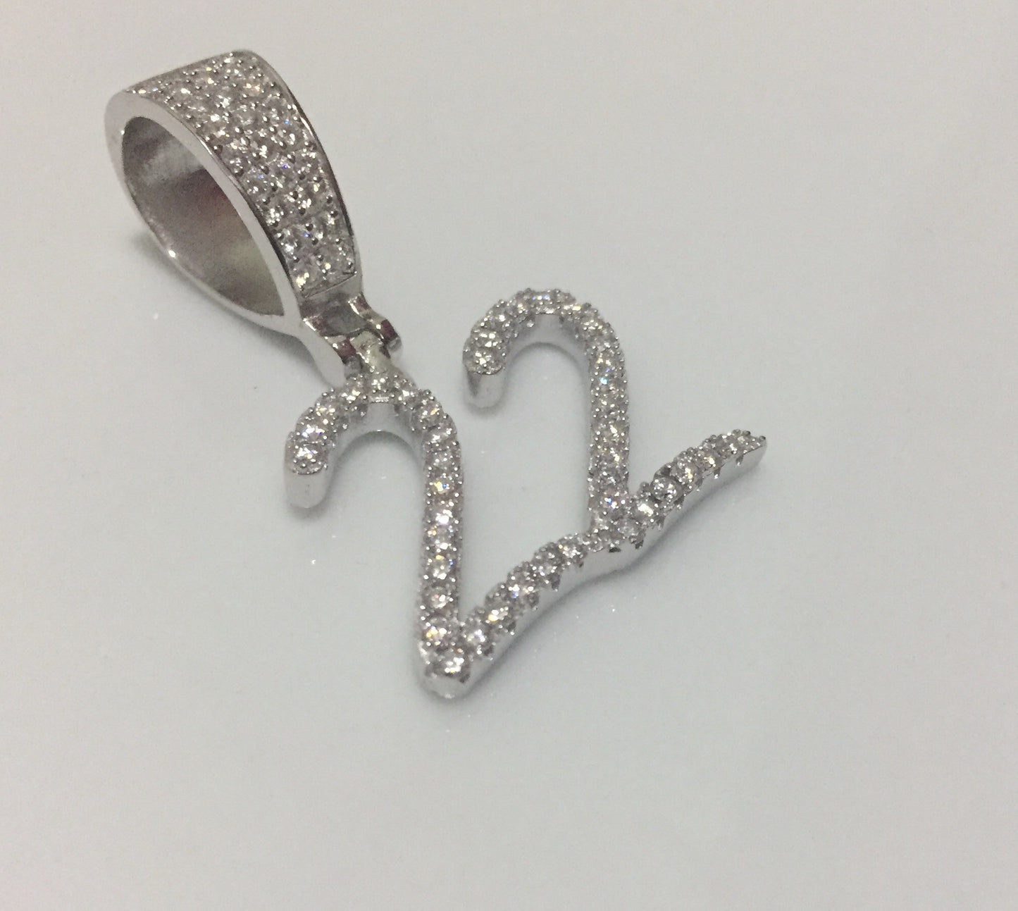 Custom Moissanite Letter/Number Pendant - Small BRUSH FONT