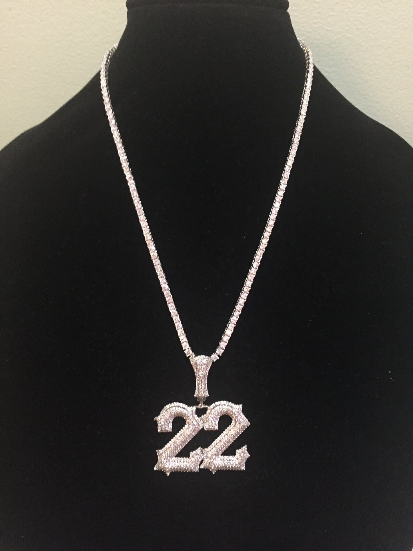 Custom Moissanite Letter/Number Pendant (Gothic Script Style - Medium size)