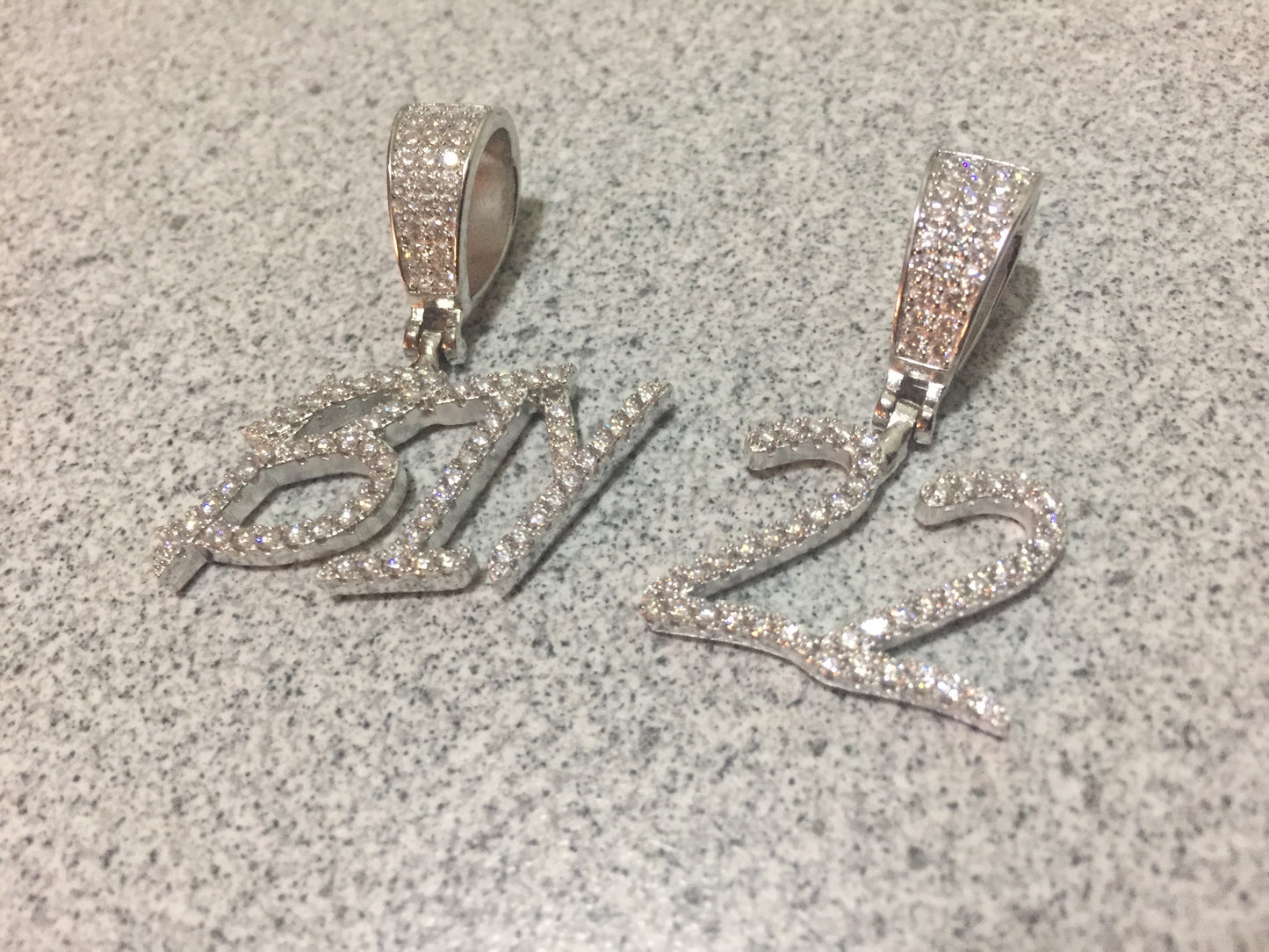 Custom Moissanite Letter/Number Pendant - Small BRUSH FONT