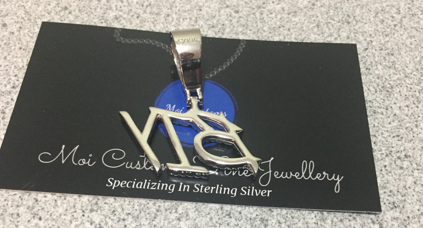 Custom Moissanite Letter/Number Pendant - Small BRUSH FONT
