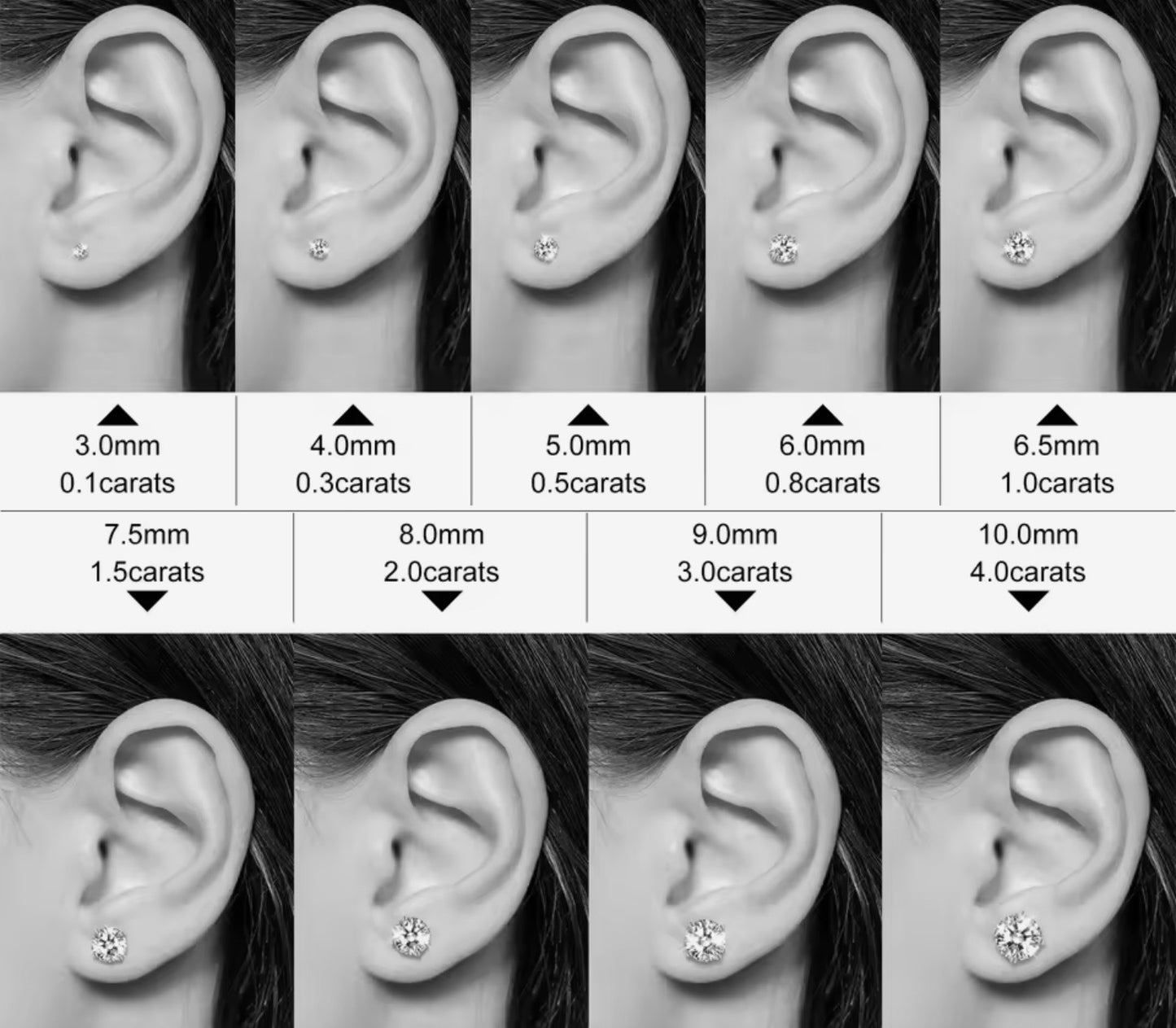 3mm Moissanite Stud Earrings (0.1ct) - Screwback