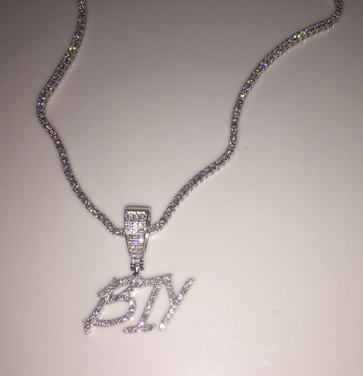 Custom Moissanite Letter/Number Pendant - Small BRUSH FONT