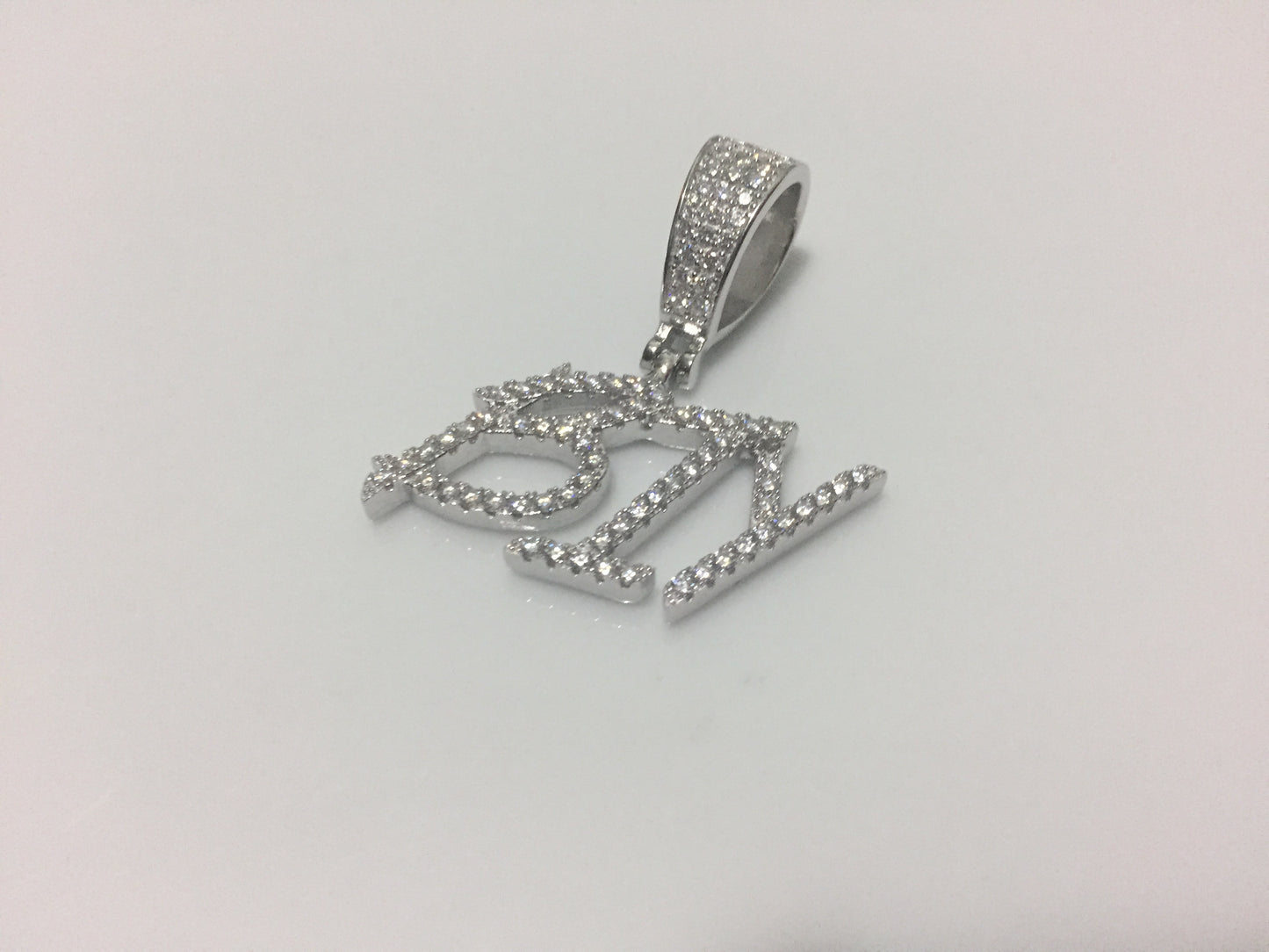 Custom Moissanite Letter/Number Pendant - Small BRUSH FONT