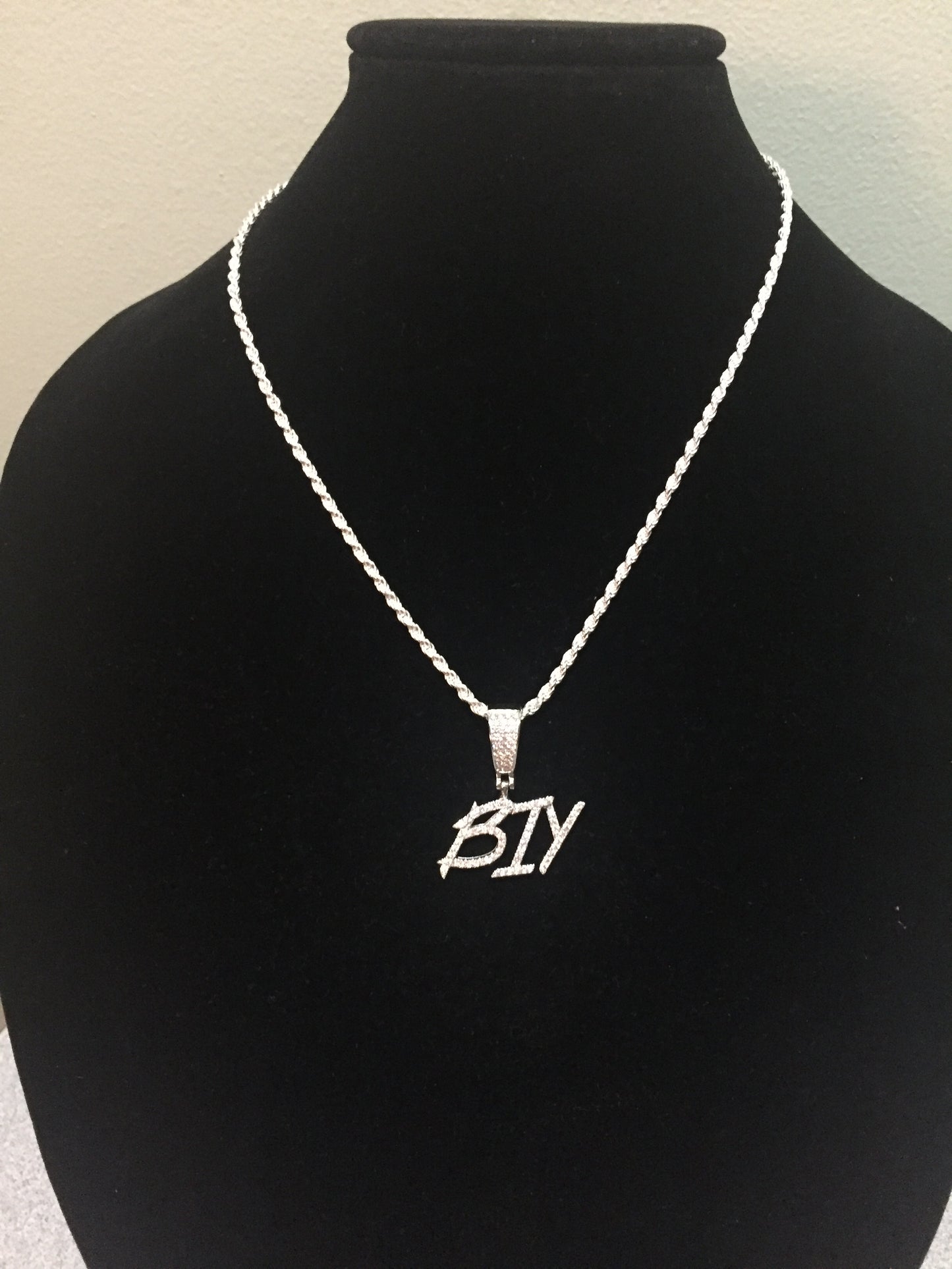 Custom Moissanite Letter/Number Pendant - Small BRUSH FONT