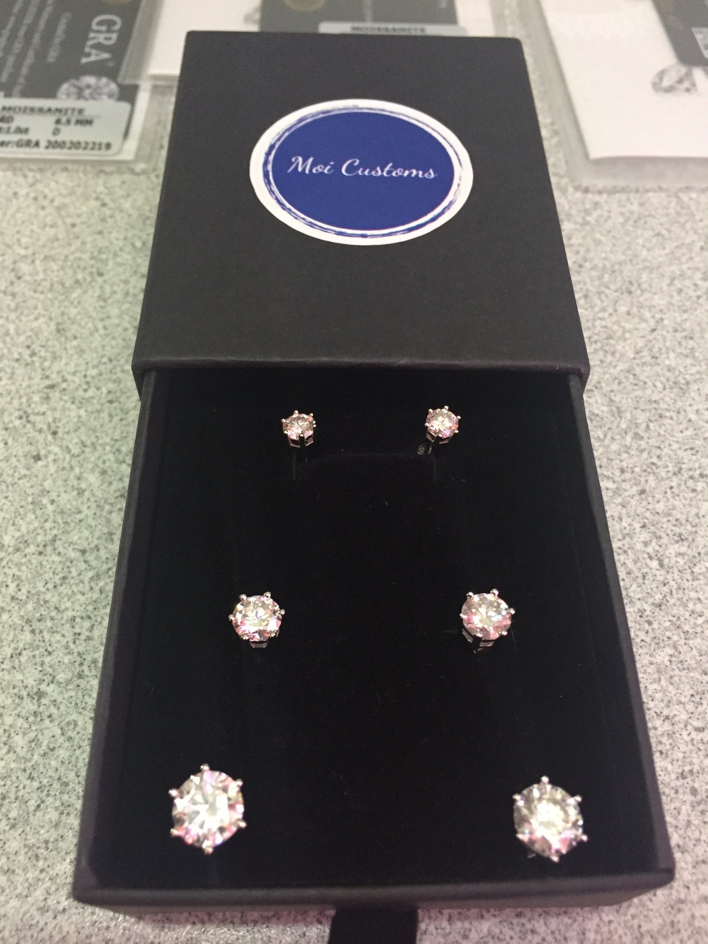 Moissanite Studs: 0.5 - 2 Cts. (Pushback, 6 Prong)