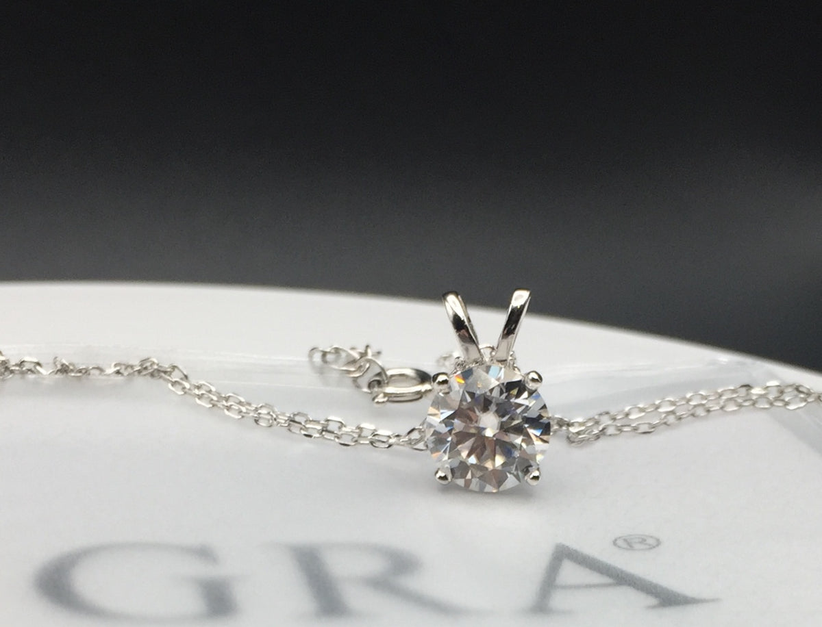 2ct Moissanite Round Brilliant Cut Necklace + Earrings Set