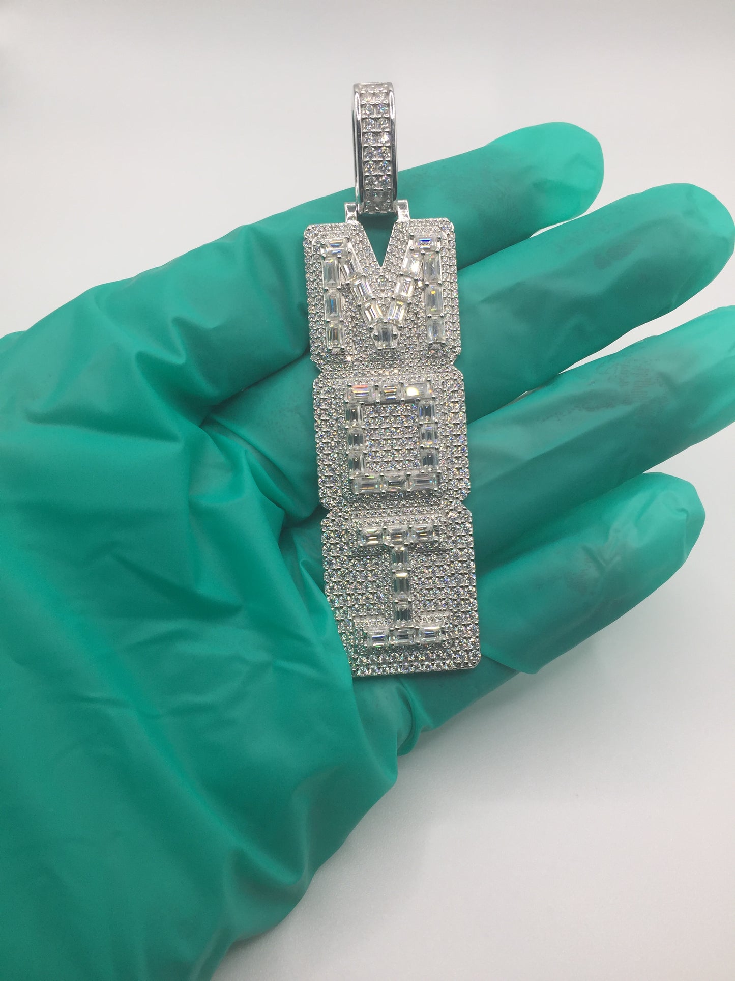 Custom “Round+Baguette” Moissanite Letter Pendants