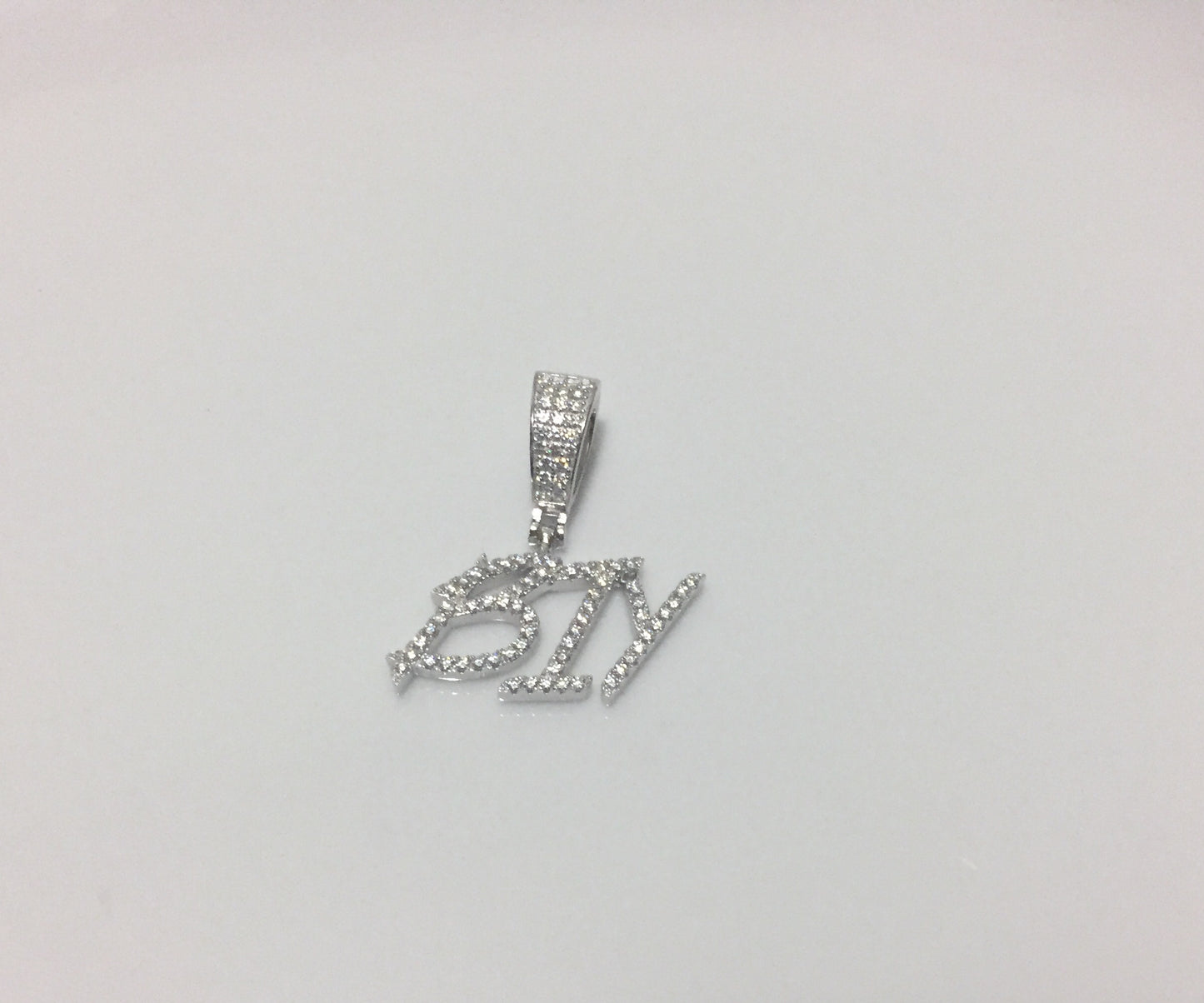 Custom Moissanite Letter/Number Pendant - Small BRUSH FONT