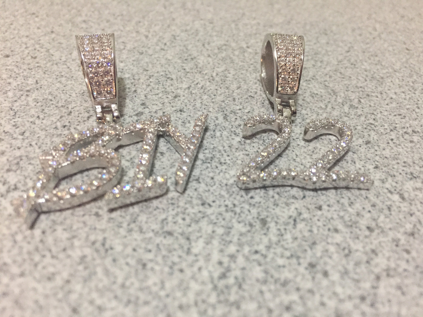 Custom Moissanite Letter/Number Pendant - Small BRUSH FONT