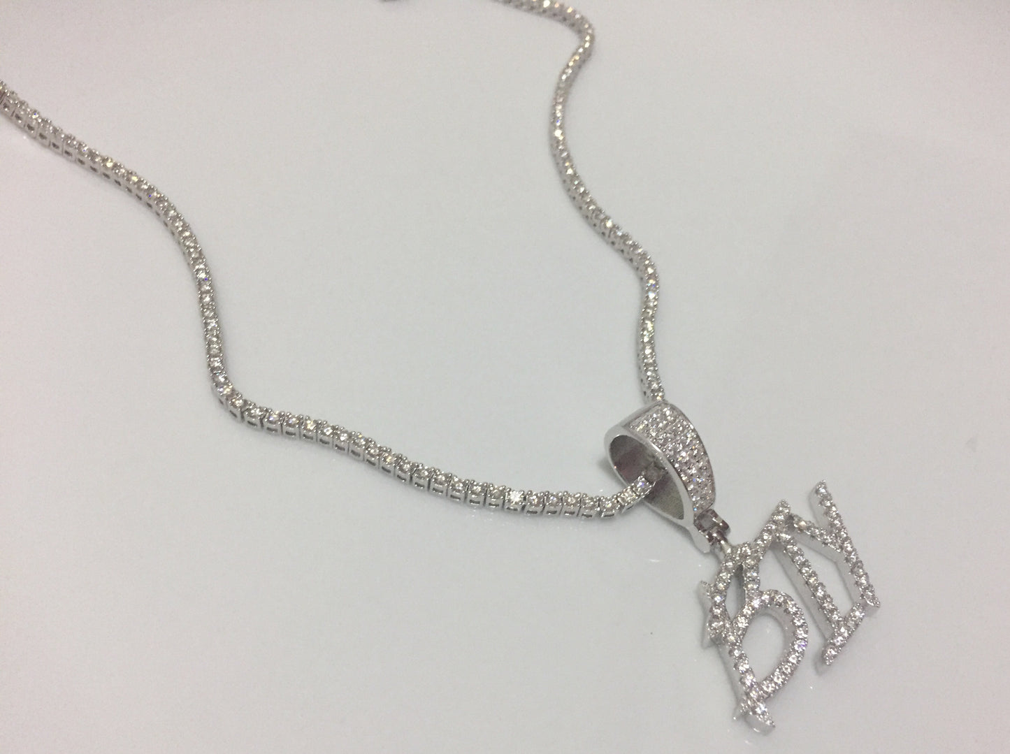 Custom Moissanite Letter/Number Pendant - Small BRUSH FONT