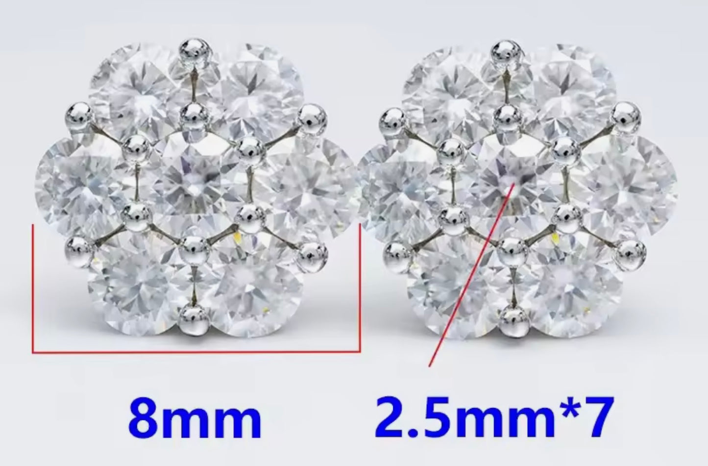 8mm Flower Cluster Moissanite Stud Earrings