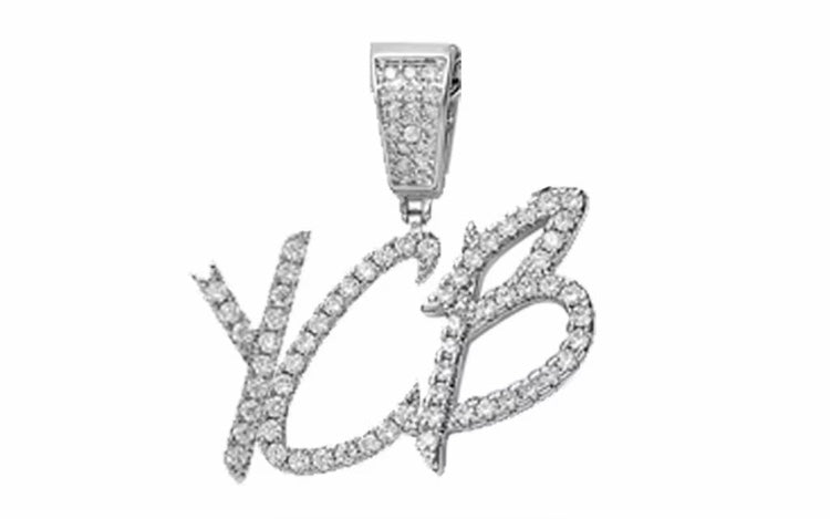 Custom Moissanite Letter/Number Pendant - Small BRUSH FONT