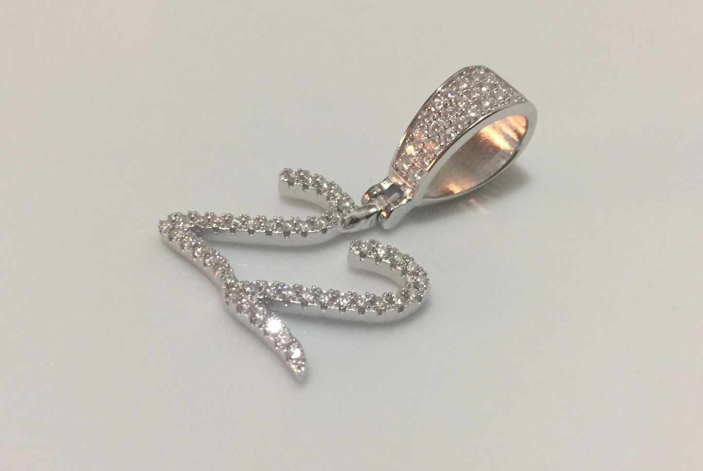 Custom Moissanite Letter/Number Pendant - Small BRUSH FONT