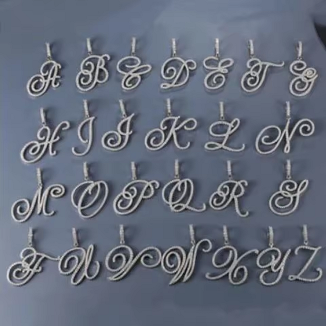 Moissanite Letter Pendant - Cursive