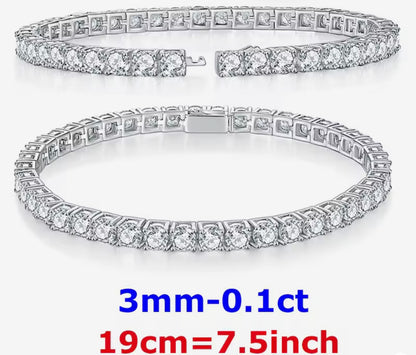 3mm Moissanite Tennis Bracelet: Click-Lock