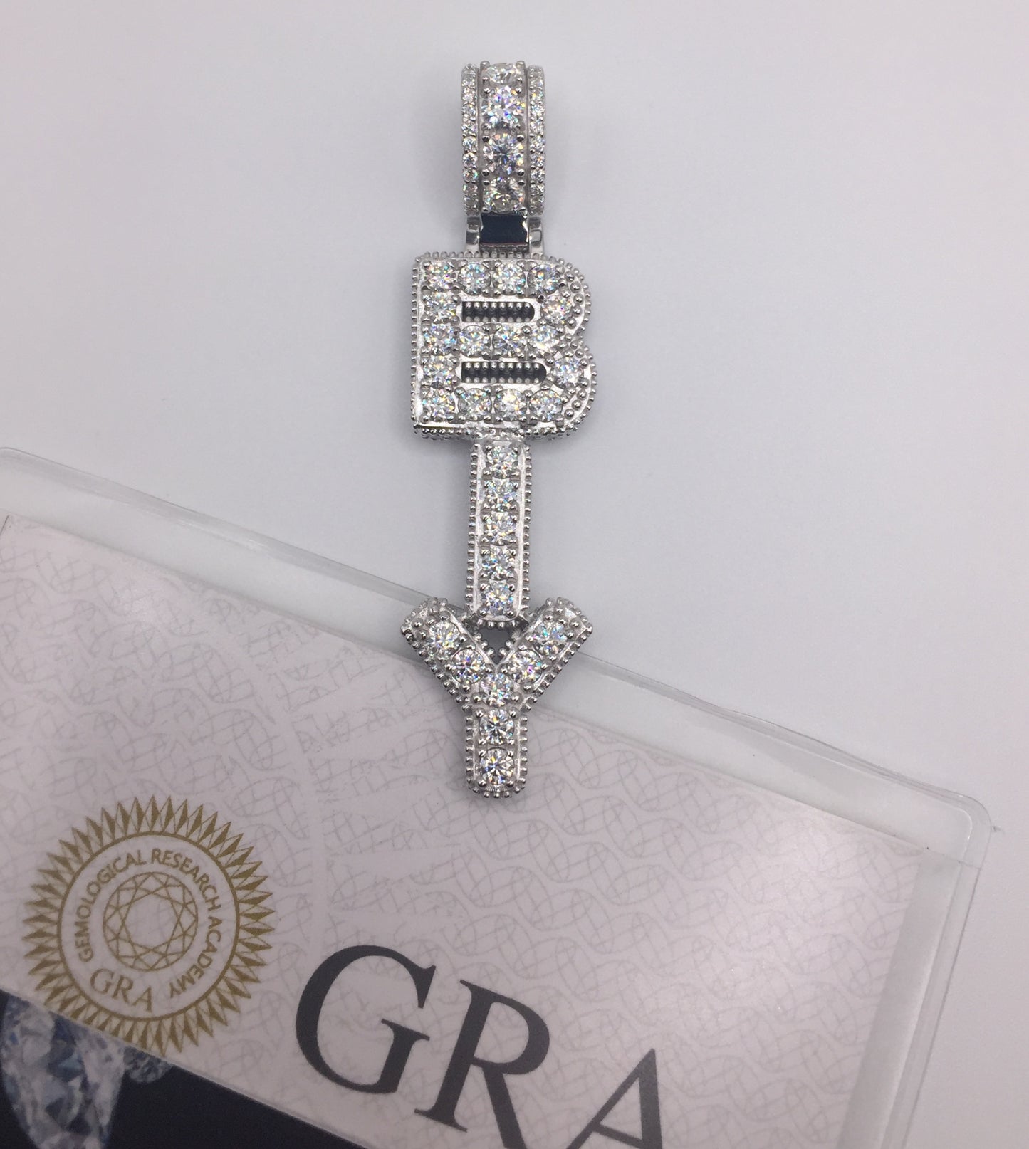 Custom Vertical Moissanite Letter Pendant