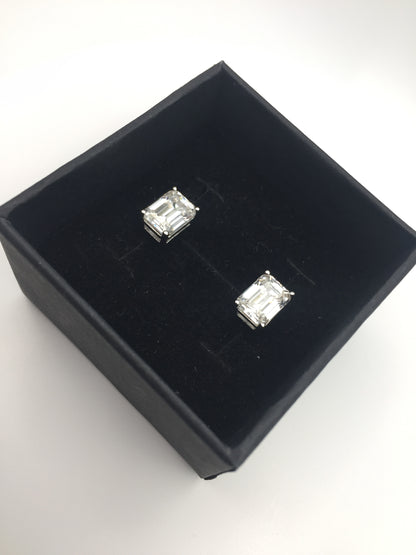 Emerald Cut Moissanite Stud Earrings (2 Carat)