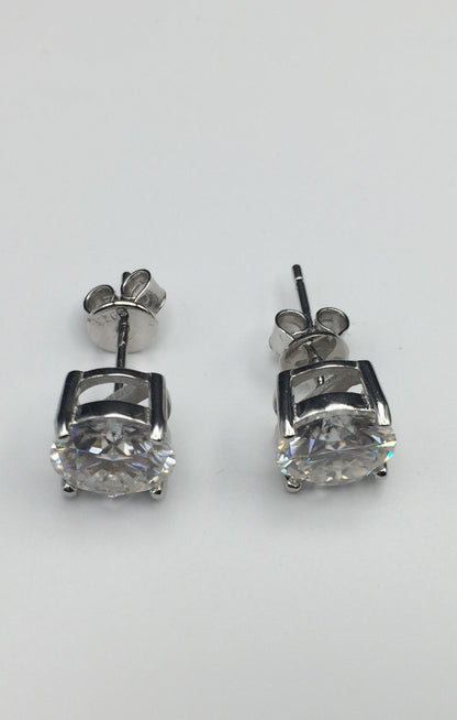 2 Carat Moissanite Stud Earrings (Pushback, 4 prong)