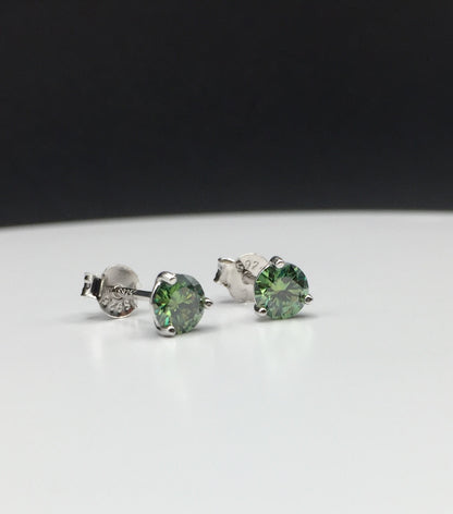 5mm Bluish-Green Moissanite Stud Earrings (0.5ct)