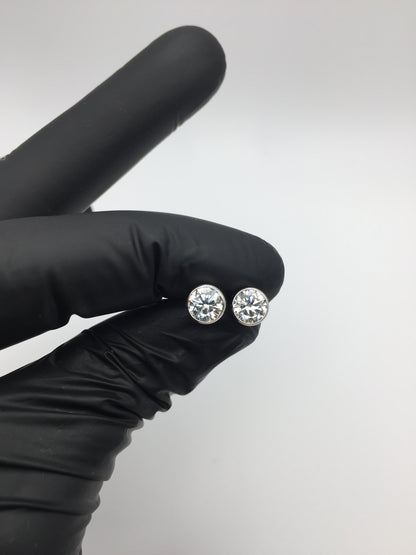 6mm Bezel set Moissanite Stud Earrings (0.8ct)