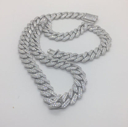 12mm Moissanite Prong Cuban Chain