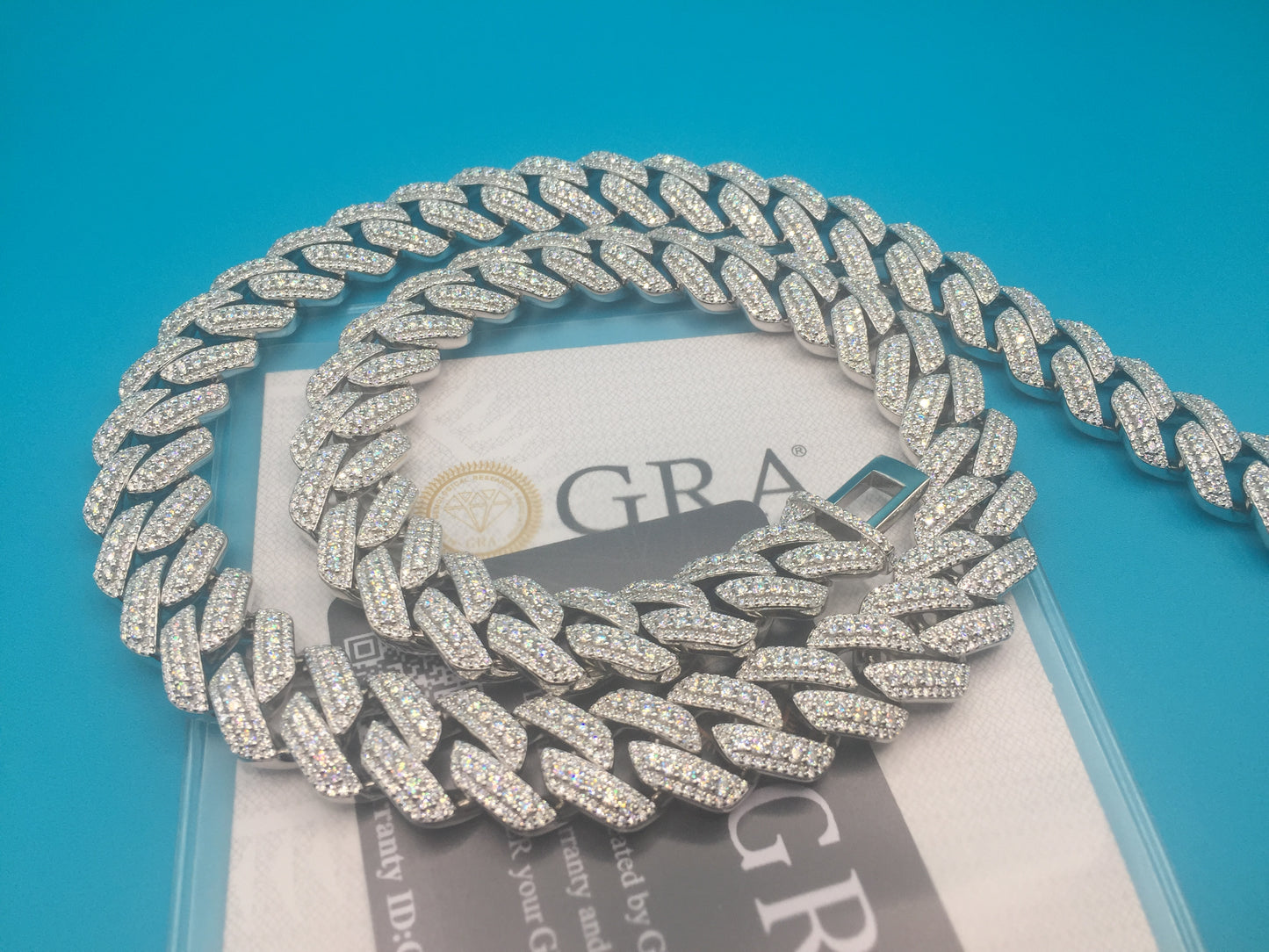 15mm Moissanite 3D Prong Cuban Chain