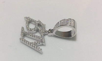 Custom Moissanite Letter/Number Pendant - Small BRUSH FONT