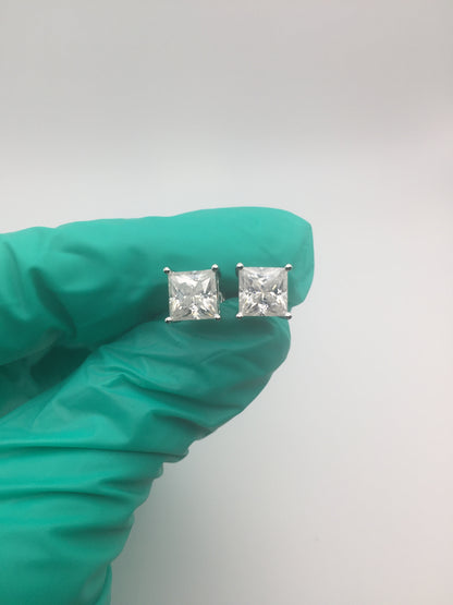 Princess Cut Moissanite Stud Earrings (2 Carat)