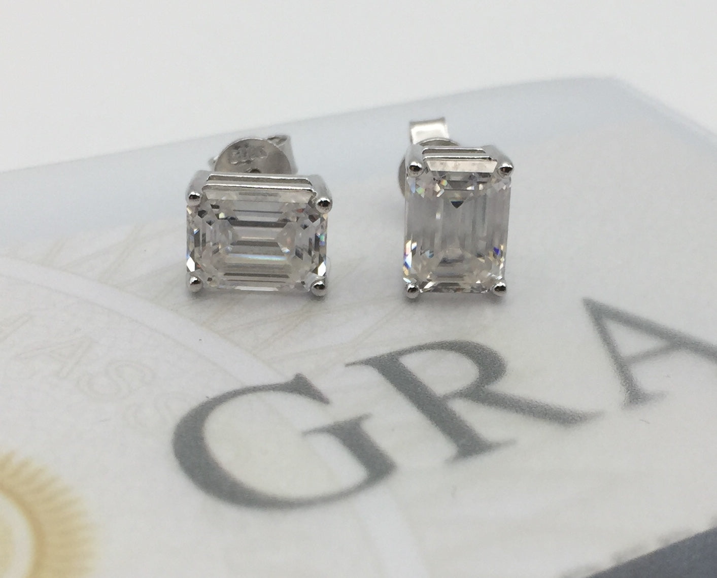 Emerald Cut Moissanite Stud Earrings (2 Carat)