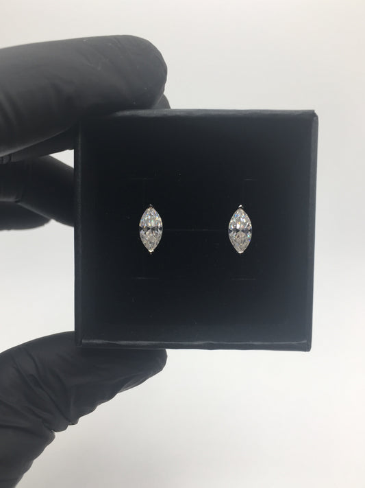 Marquise Cut Moissanite Stud Earrings (1 Carat)