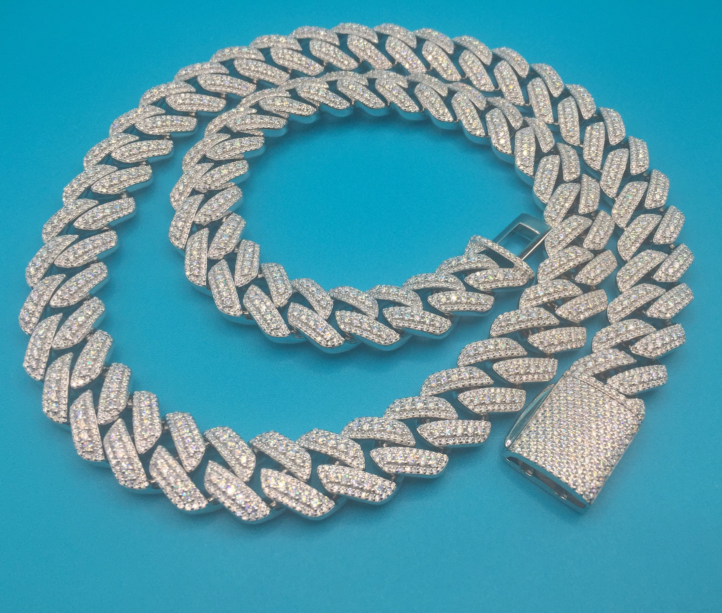 15mm Moissanite 3D Prong Cuban Chain