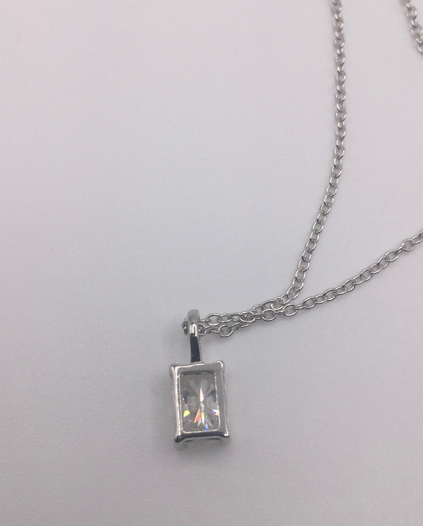 1ct Moissanite Radiant Cut Necklace+Earrings Set