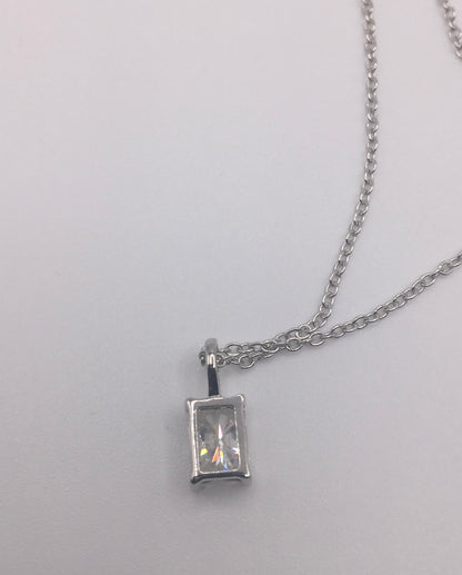 1ct Moissanite Radiant Cut Necklace+Earrings Set