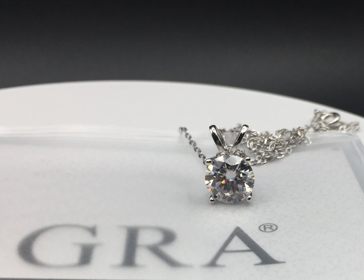 2ct Moissanite Round Brilliant Cut Pendant/Necklace (Necklace+Pendant only)