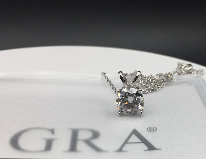 2ct Moissanite Round Brilliant Cut Pendant/Necklace (Necklace+Pendant only)