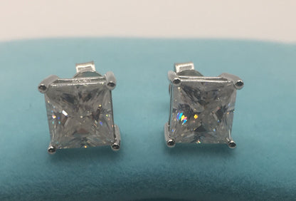 Princess Cut Moissanite Stud Earrings (2 Carat)