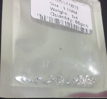 Loose Moissanite Stones (Colourless/White, Round Cut) - 10pcs