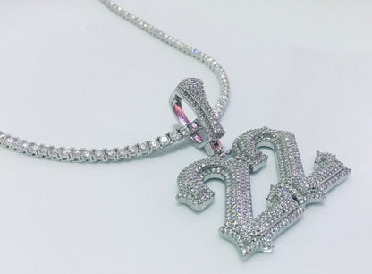 Custom Moissanite Letter/Number Pendant (Gothic Script Style - Medium size)