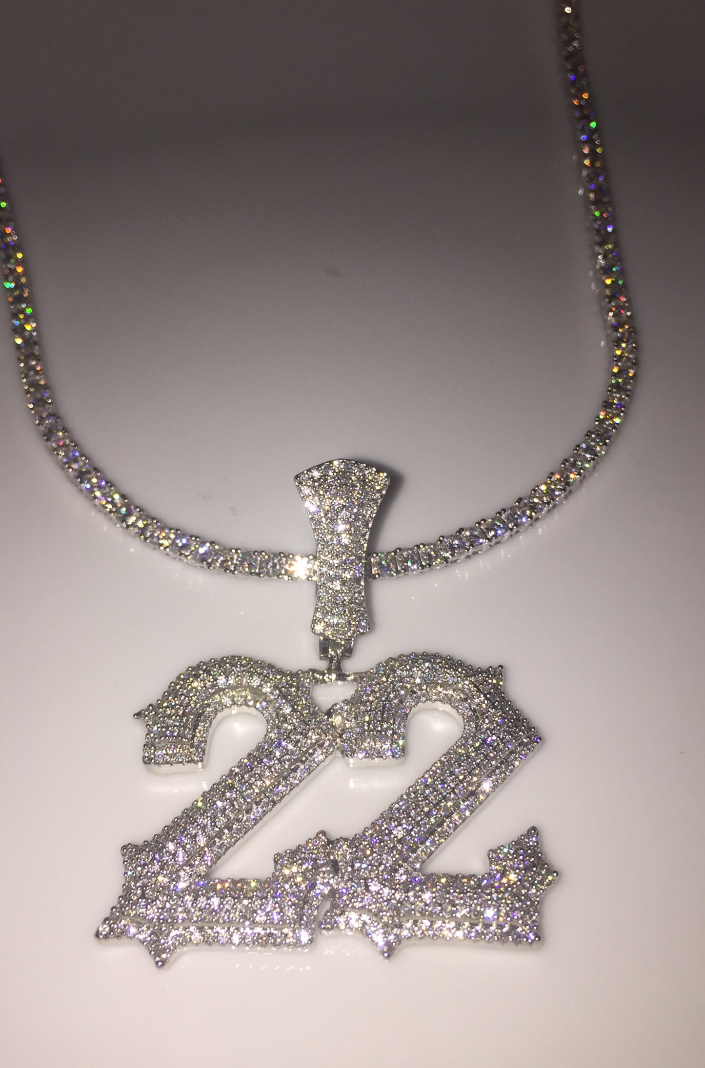 Custom Moissanite Letter/Number Pendant (Gothic Script Style - Medium size)