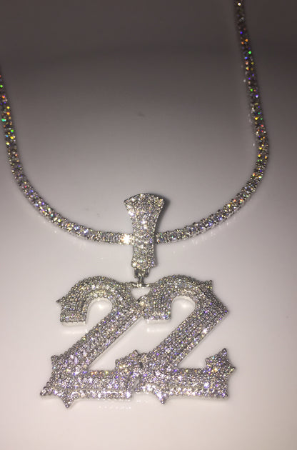 Custom Moissanite Letter/Number Pendant (Gothic Script Style - Medium size)
