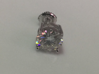 2 Carat Moissanite Stud Earrings (8mm, Screw-back)
