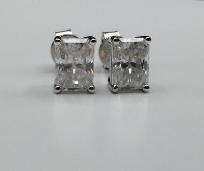 Radiant Cut Moissanite Stud Earrings (1 Carat)