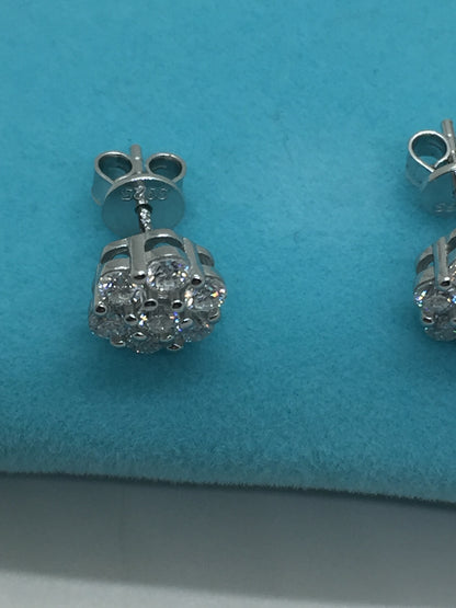 8mm Flower Cluster Moissanite Stud Earrings