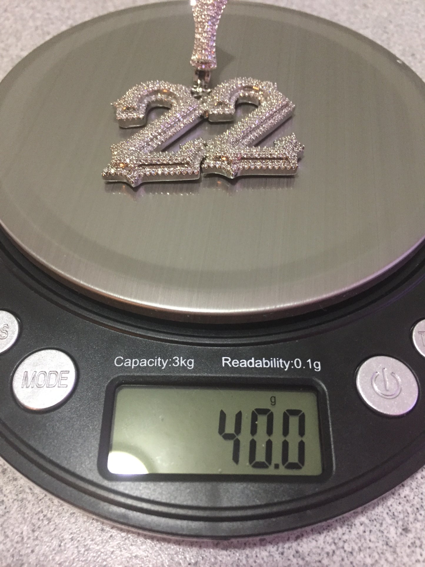 Custom Moissanite Letter/Number Pendant (Gothic Script Style - Medium size)