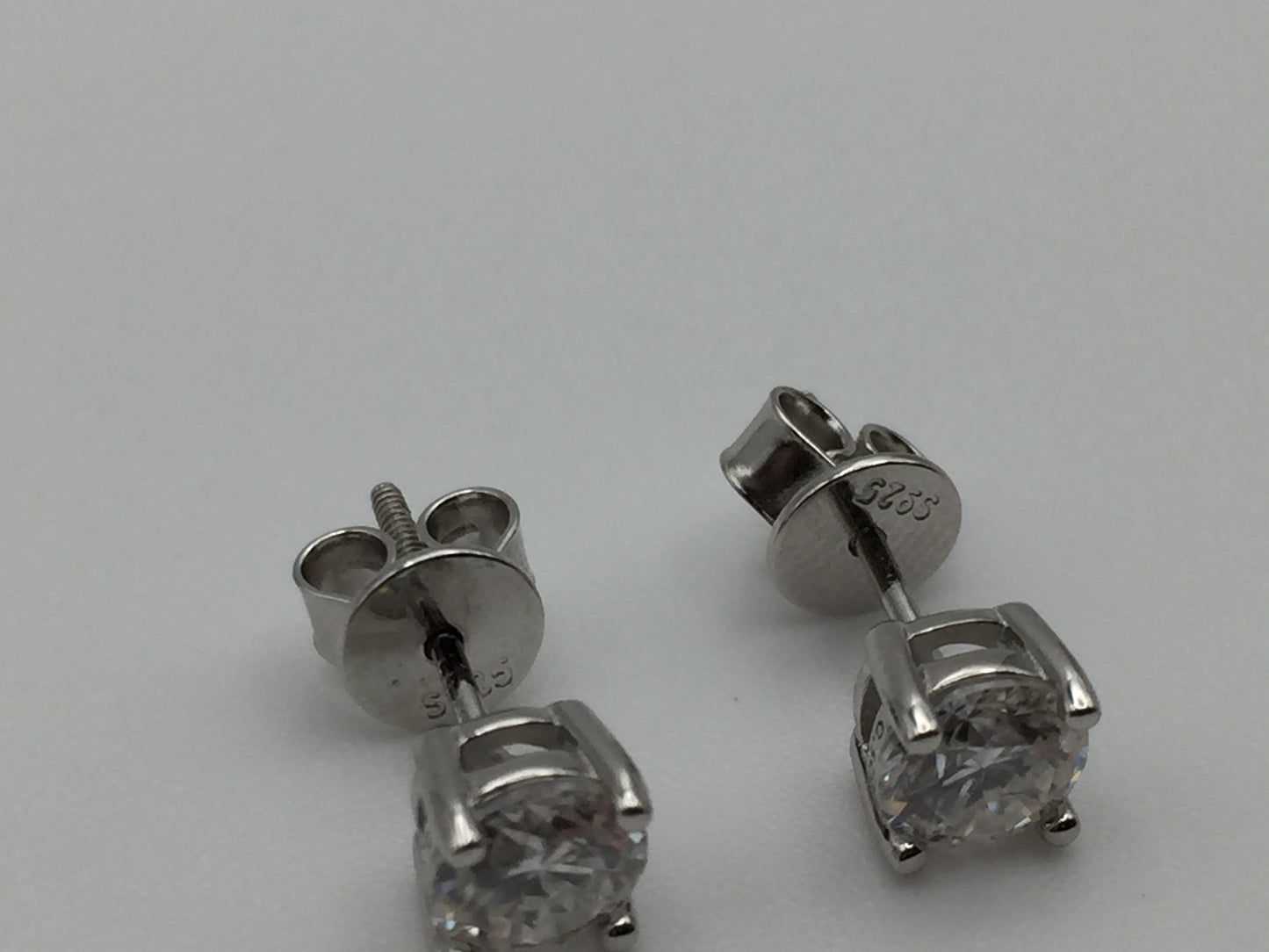 0.5 Carat Moissanite Stud Earrings (5mm); 4 Prong, Screw-back